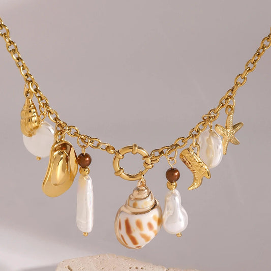 18K Gold Plated Amphitrite Charm Necklace - Naked Muse Waterproof Jewellery