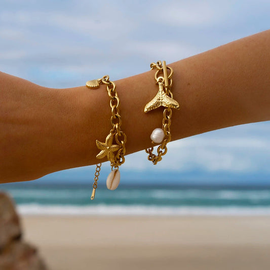 18K Gold Plated Aster Charm Bracelet - Naked Muse Waterproof Jewellery