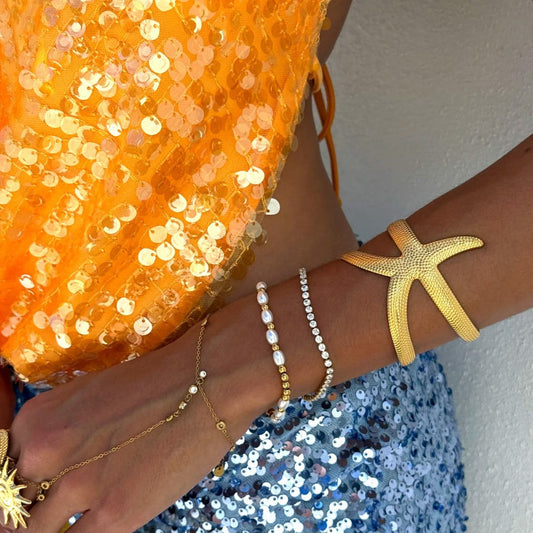 18K Gold Plated Asteria Cuff Bracelet - Naked Muse Waterproof Jewellery