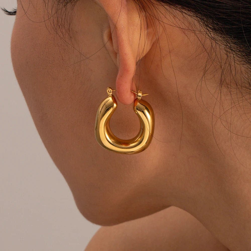 18K Gold Plated Celeste Hoop Earrings - Naked Muse Waterproof Jewellery