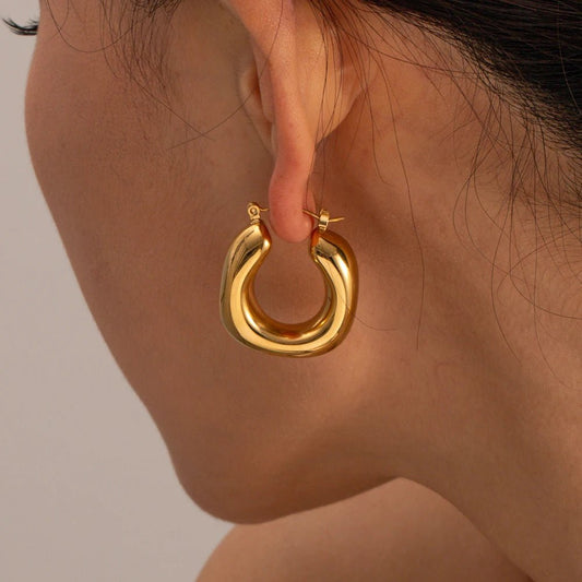 18K Gold Plated Celeste Hoop Earrings - Naked Muse Waterproof Jewellery