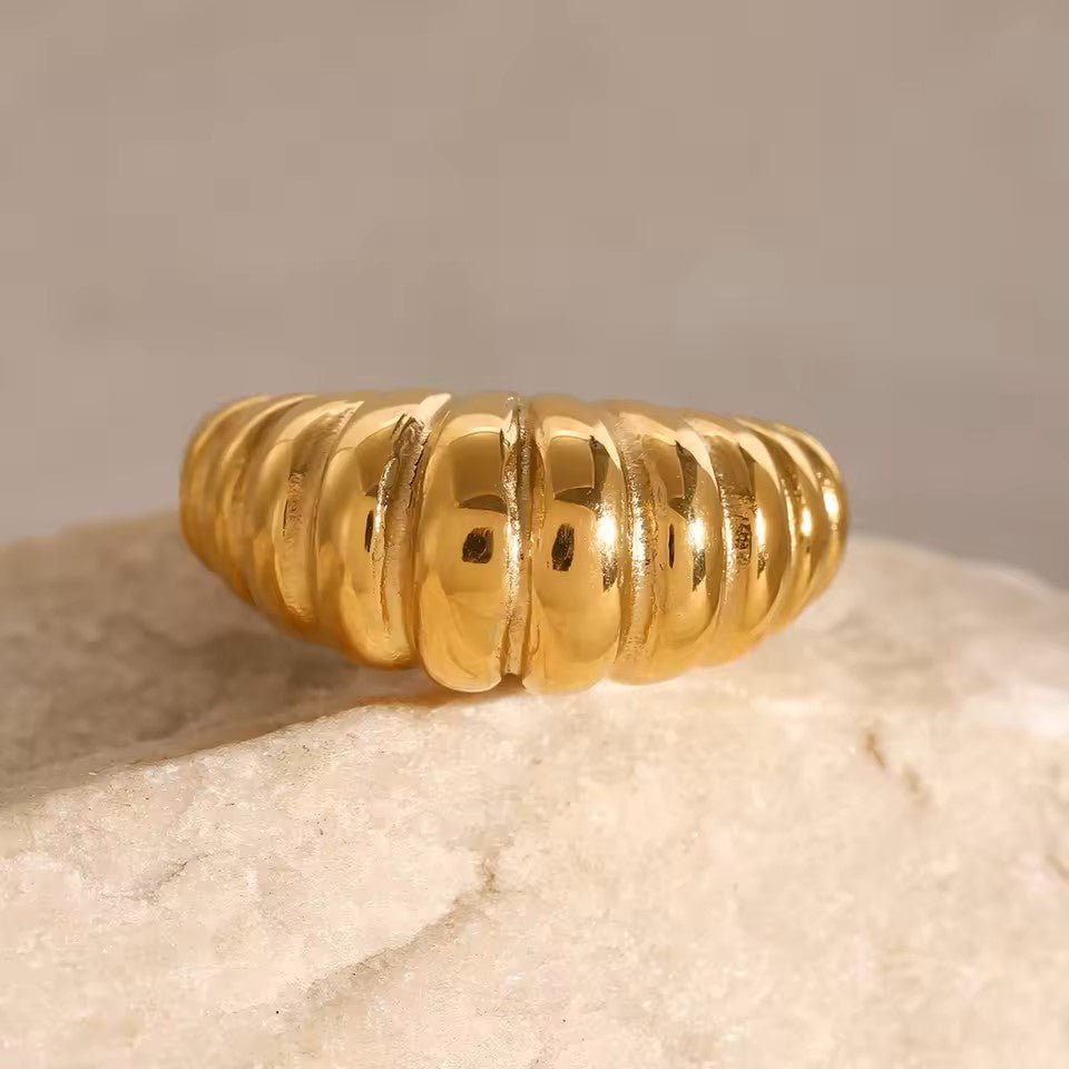 18K Gold Plated Croissant Ring - Naked Muse Waterproof Jewellery