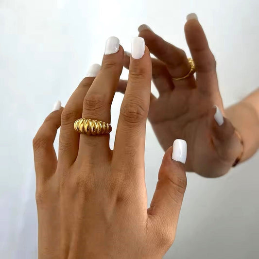 18K Gold Plated Croissant Ring - Naked Muse Waterproof Jewellery
