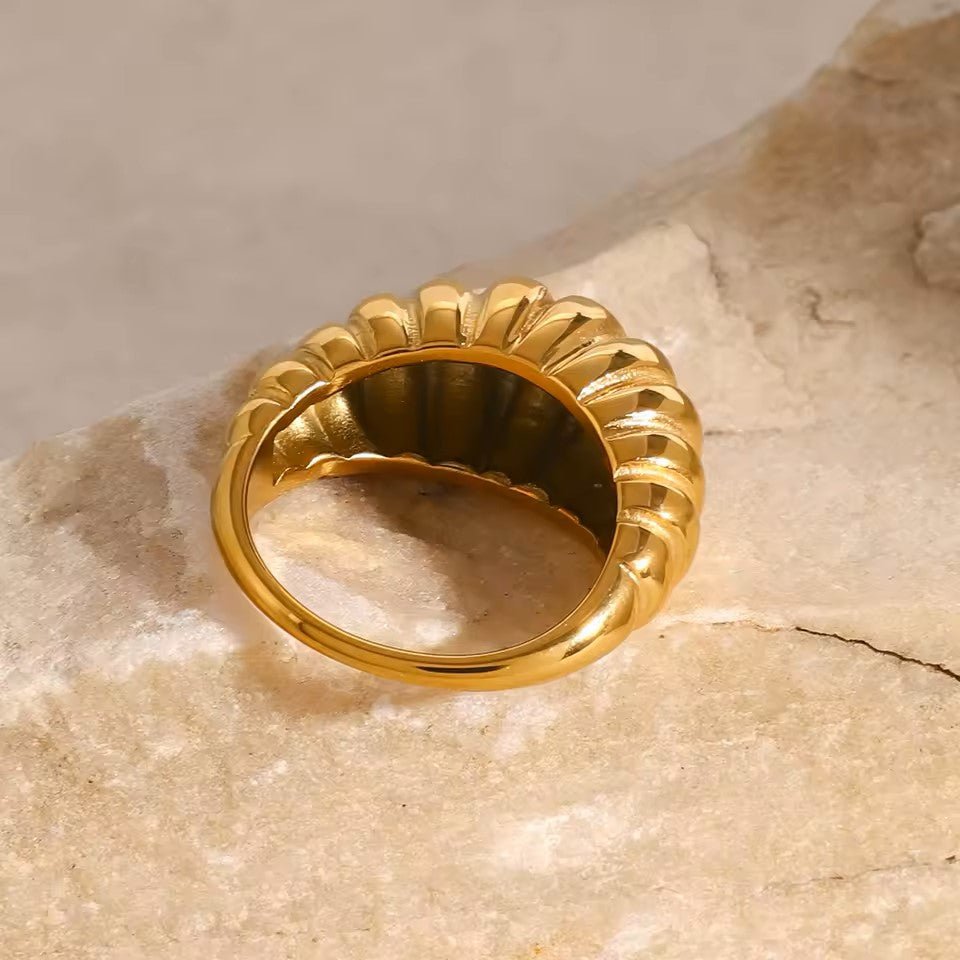18K Gold Plated Croissant Ring - Naked Muse Waterproof Jewellery