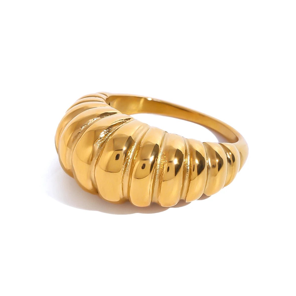 18K Gold Plated Croissant Ring - Naked Muse Waterproof Jewellery
