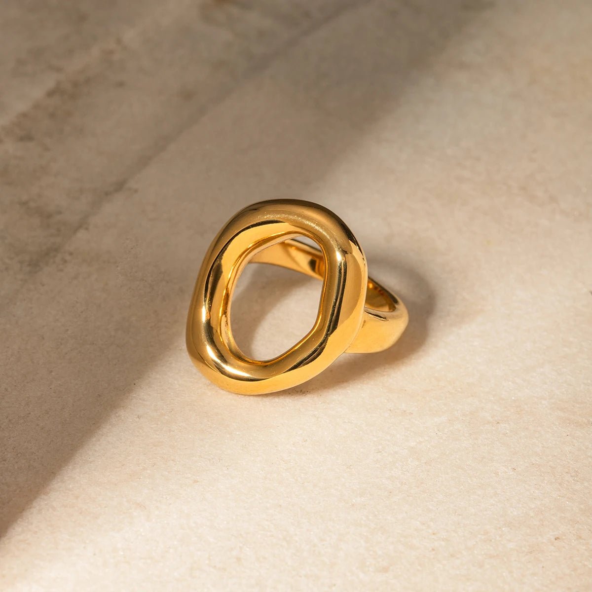 18K Gold Plated Halo Ring - Naked Muse Waterproof Jewellery