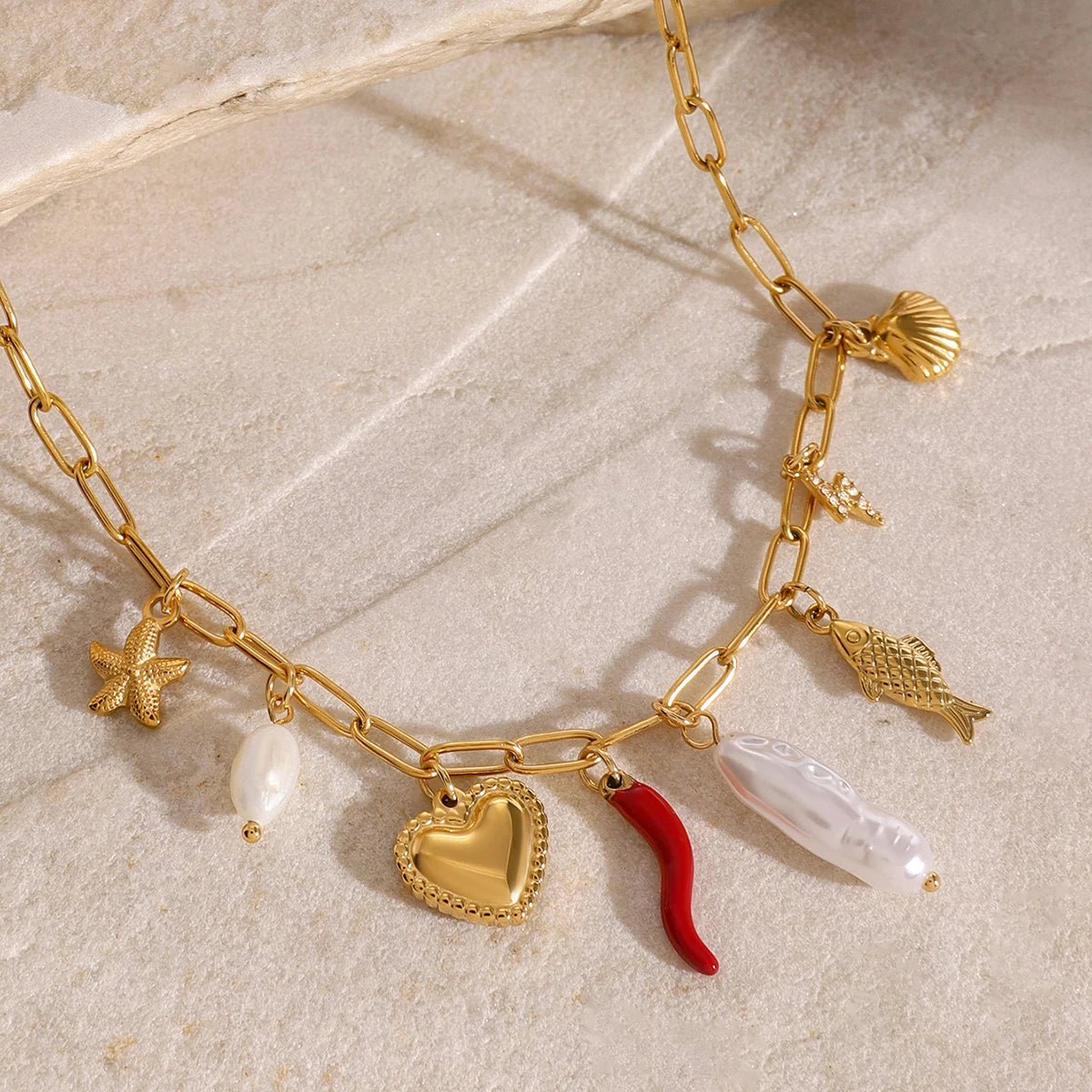 18K Gold Plated Klima Charm Necklace - Naked Muse Waterproof Jewellery