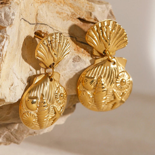 18K Gold Plated Nerida Earrings - Naked Muse Waterproof Jewellery