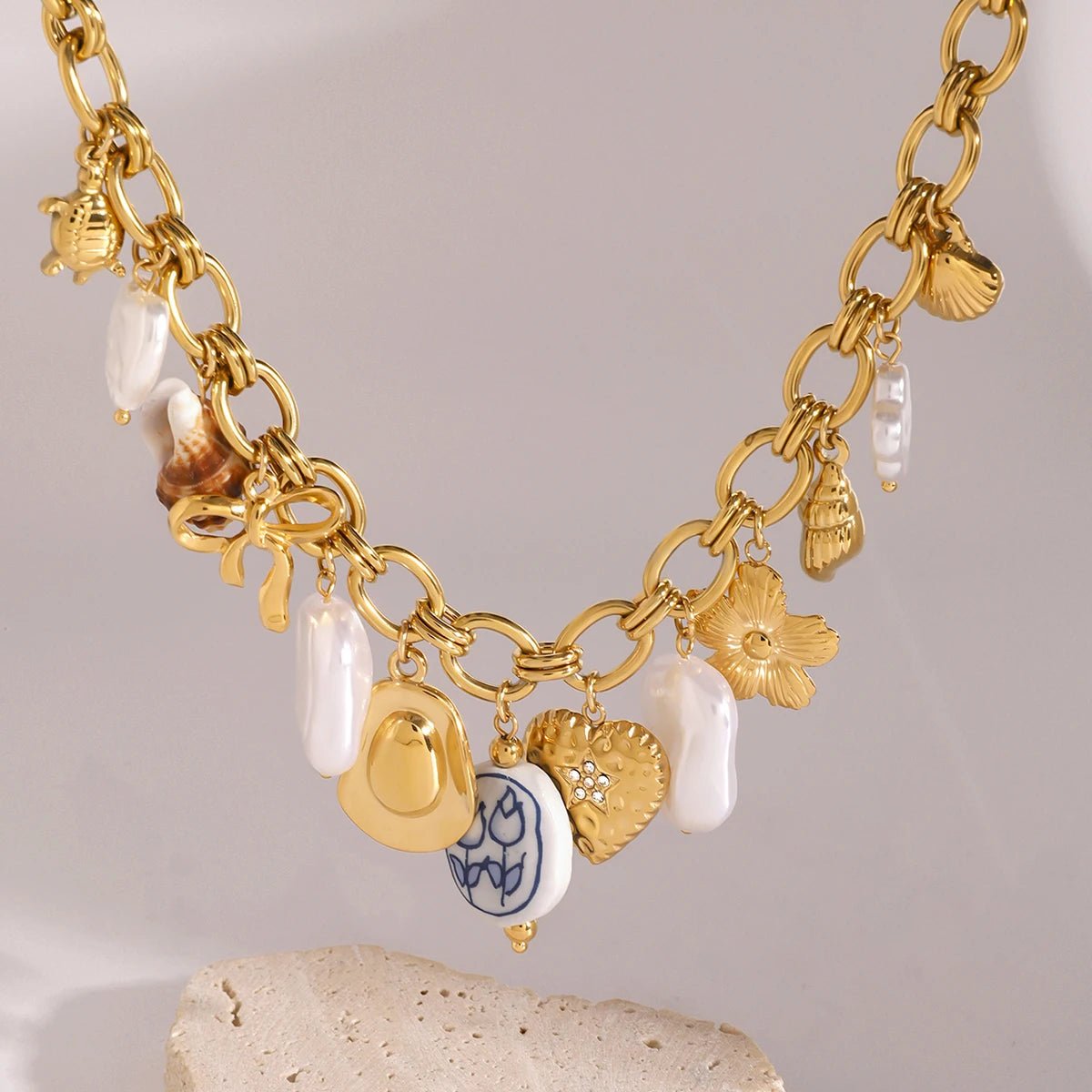 18K Gold Plated Oneiros Charm Necklace - Naked Muse Waterproof Jewellery