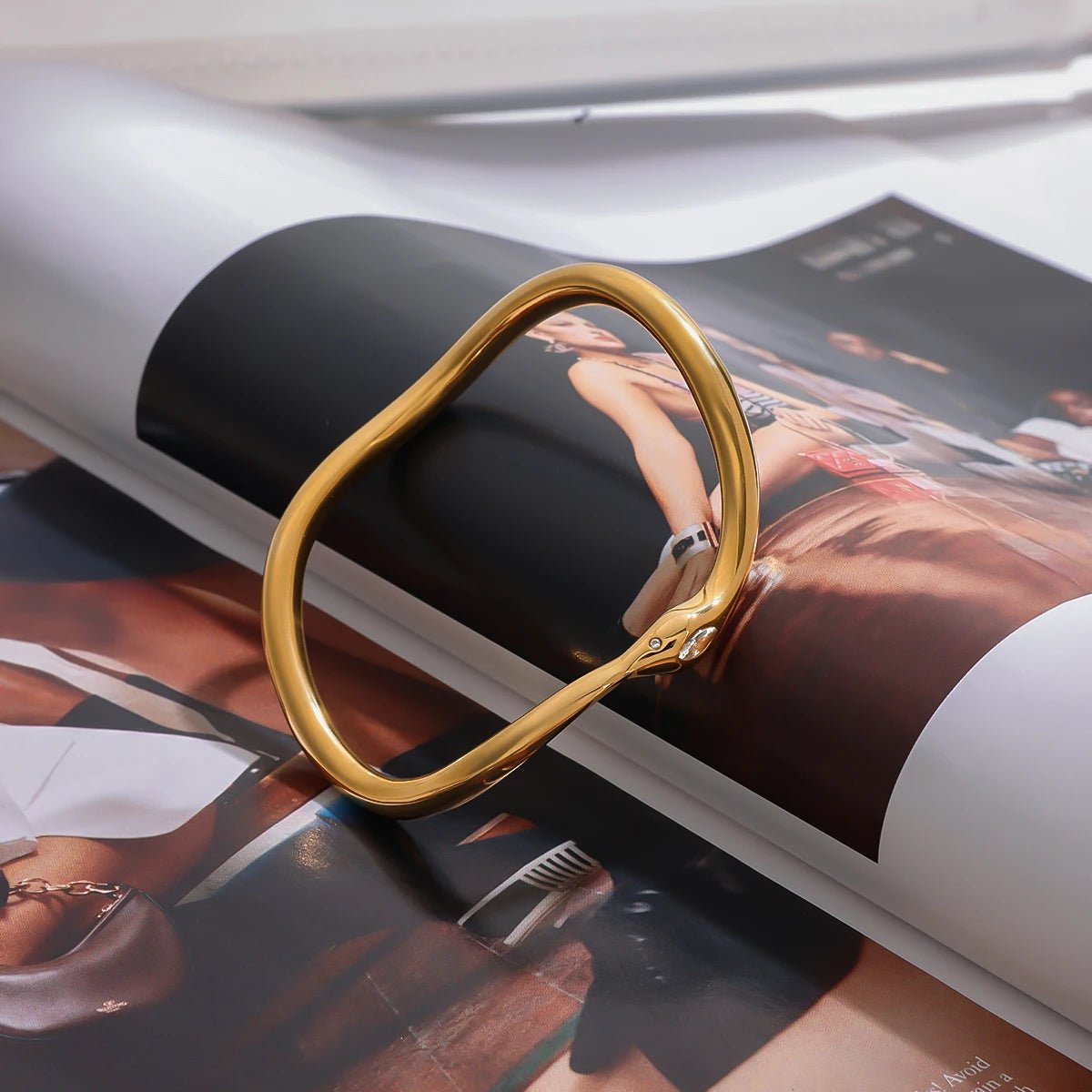 18K Gold Plated Sabrina Bangle Bracelet - Naked Muse Waterproof Jewellery