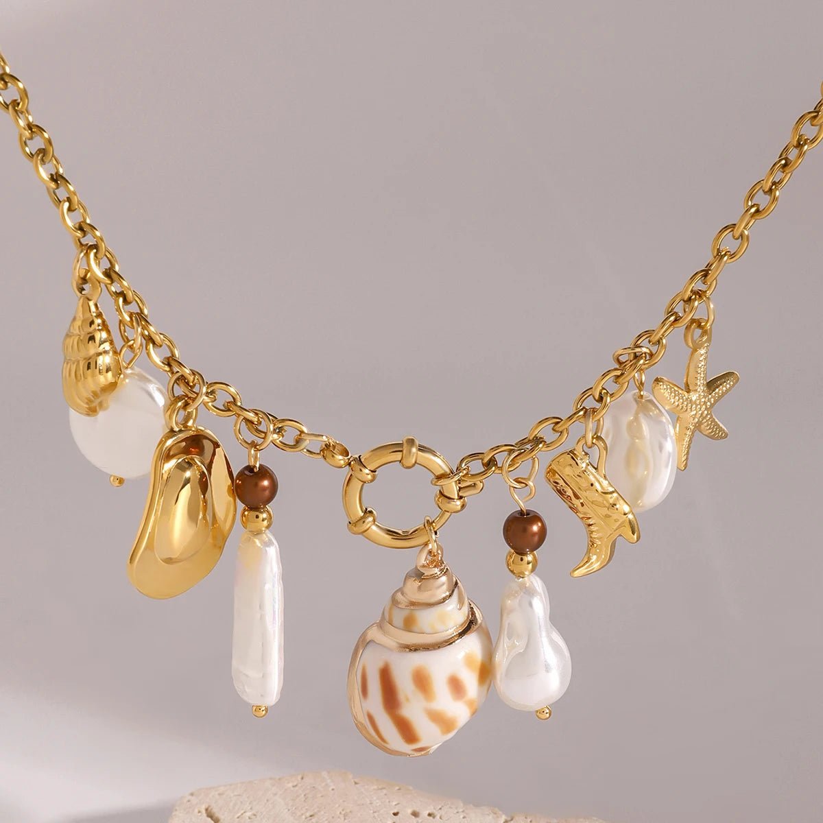 18K Gold Plated Amphitrite Charm Necklace - Naked Muse Waterproof Jewellery