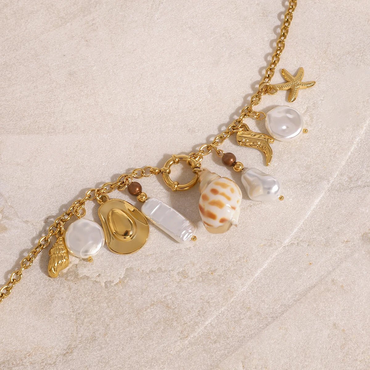 18K Gold Plated Amphitrite Charm Necklace - Naked Muse Waterproof Jewellery