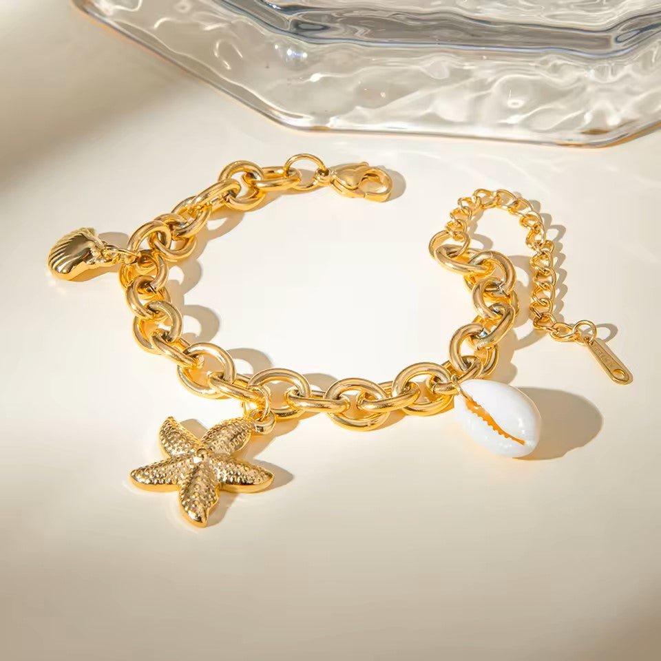 18K Gold Plated Aster Charm Bracelet - Naked Muse Waterproof Jewellery