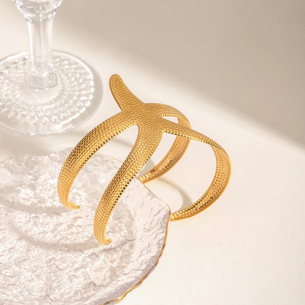 18K Gold Plated Asteria Cuff Bracelet - Naked Muse Waterproof Jewellery