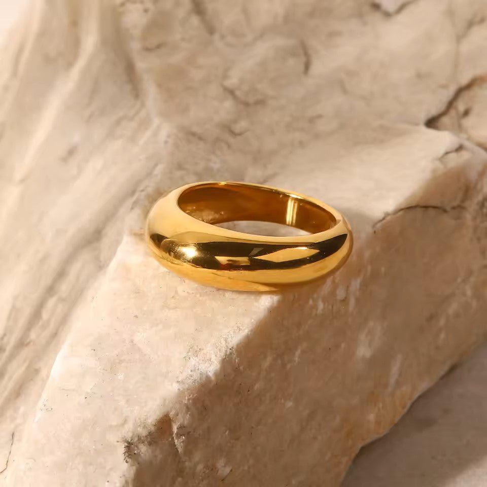 18K Gold Plated Dome Ring - Naked Muse Waterproof Jewellery
