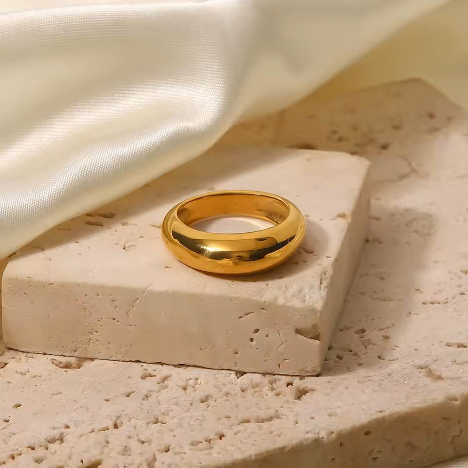 18K Gold Plated Dome Ring - Naked Muse Waterproof Jewellery