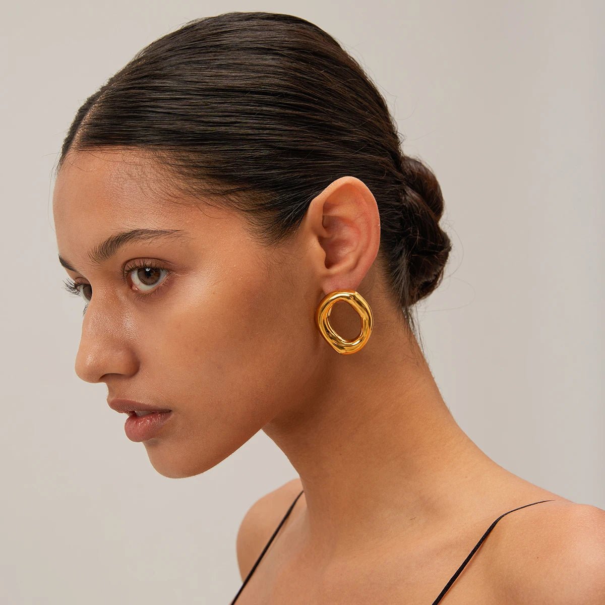 18K Gold Plated Halo Earrings - Naked Muse Waterproof Jewellery