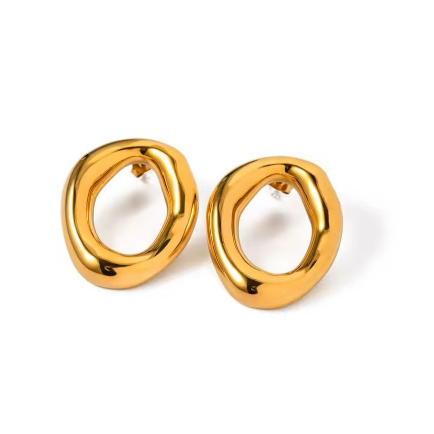 18K Gold Plated Halo Earrings - Naked Muse Waterproof Jewellery