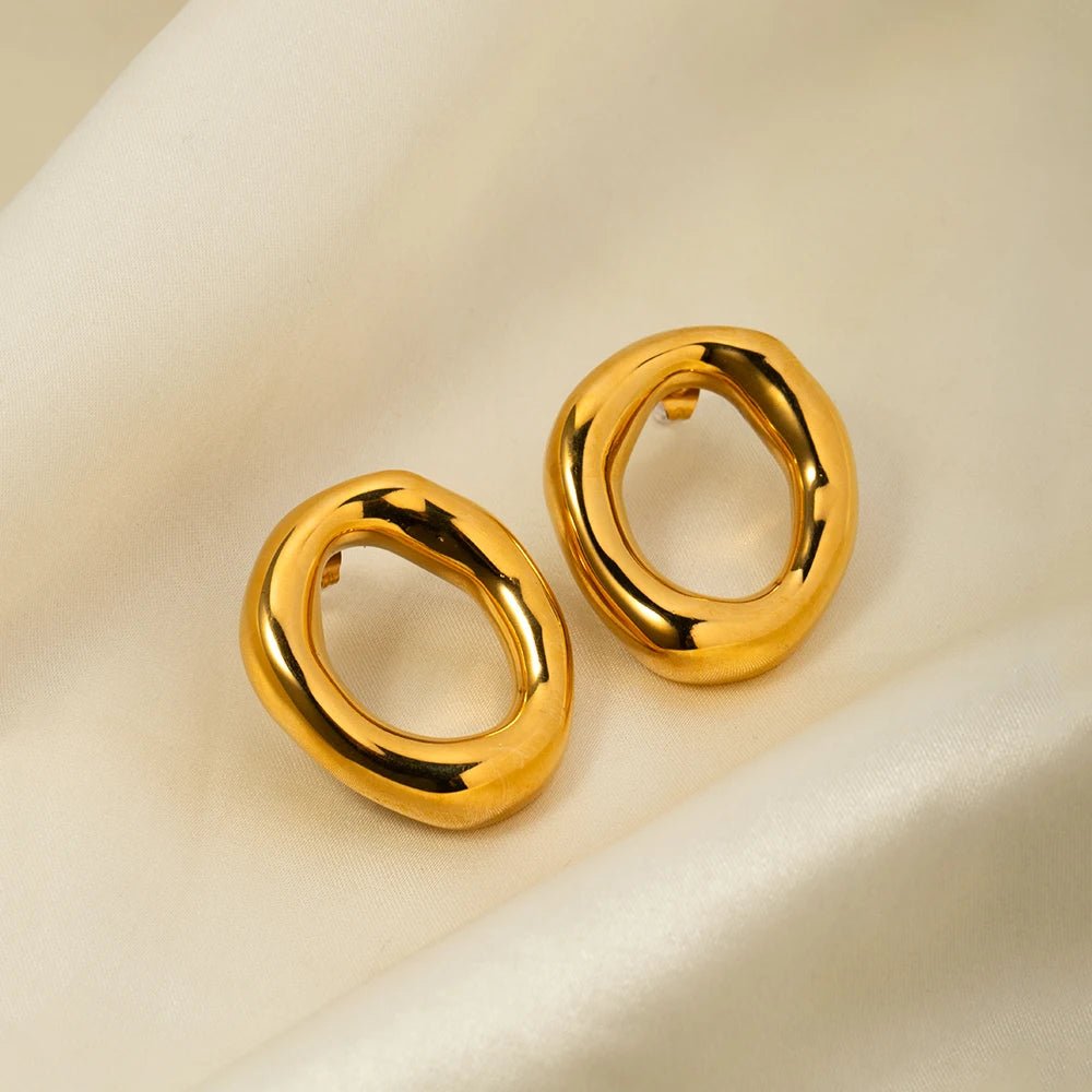 18K Gold Plated Halo Earrings - Naked Muse Waterproof Jewellery