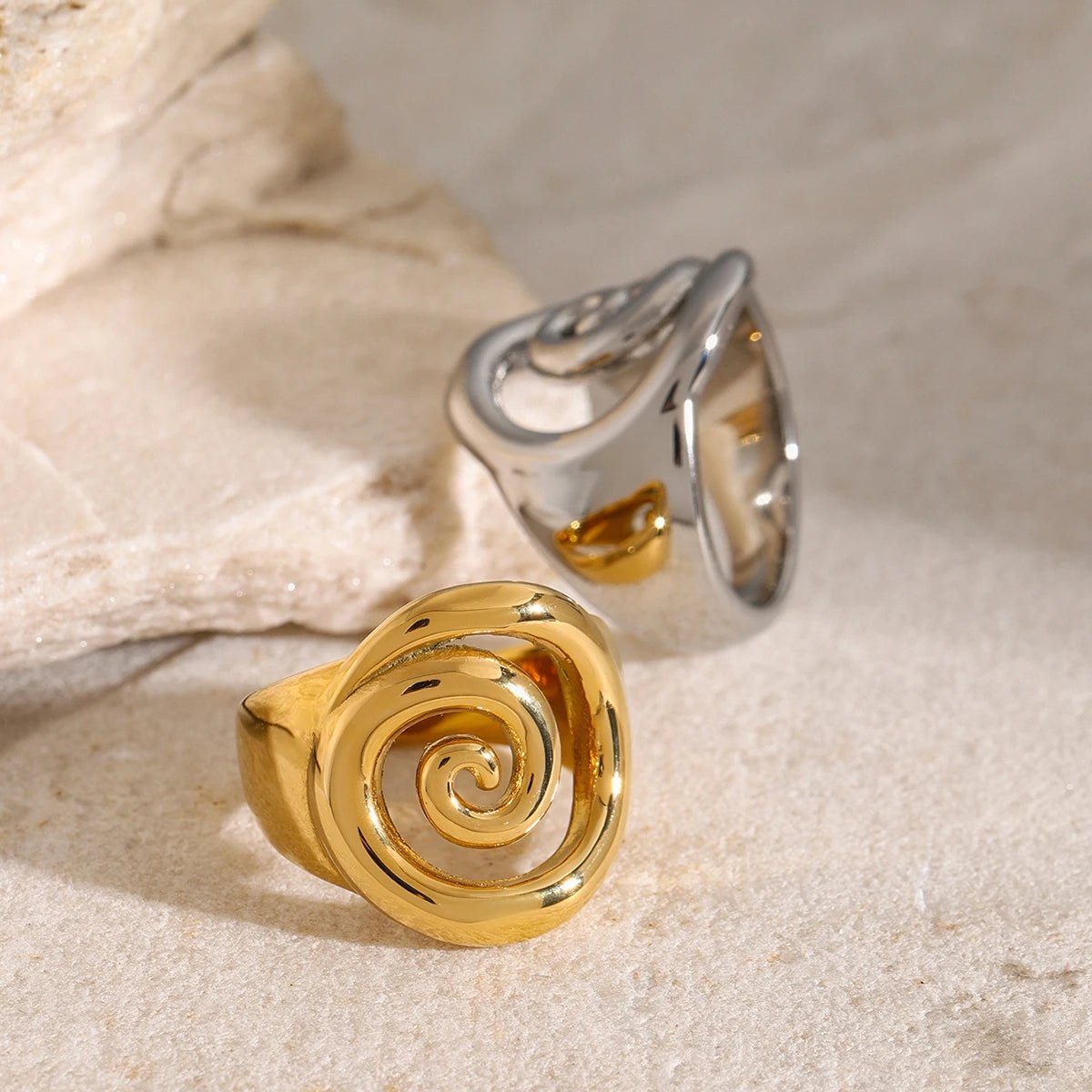 18K Gold Plated Helix Ring - Naked Muse Waterproof Jewellery