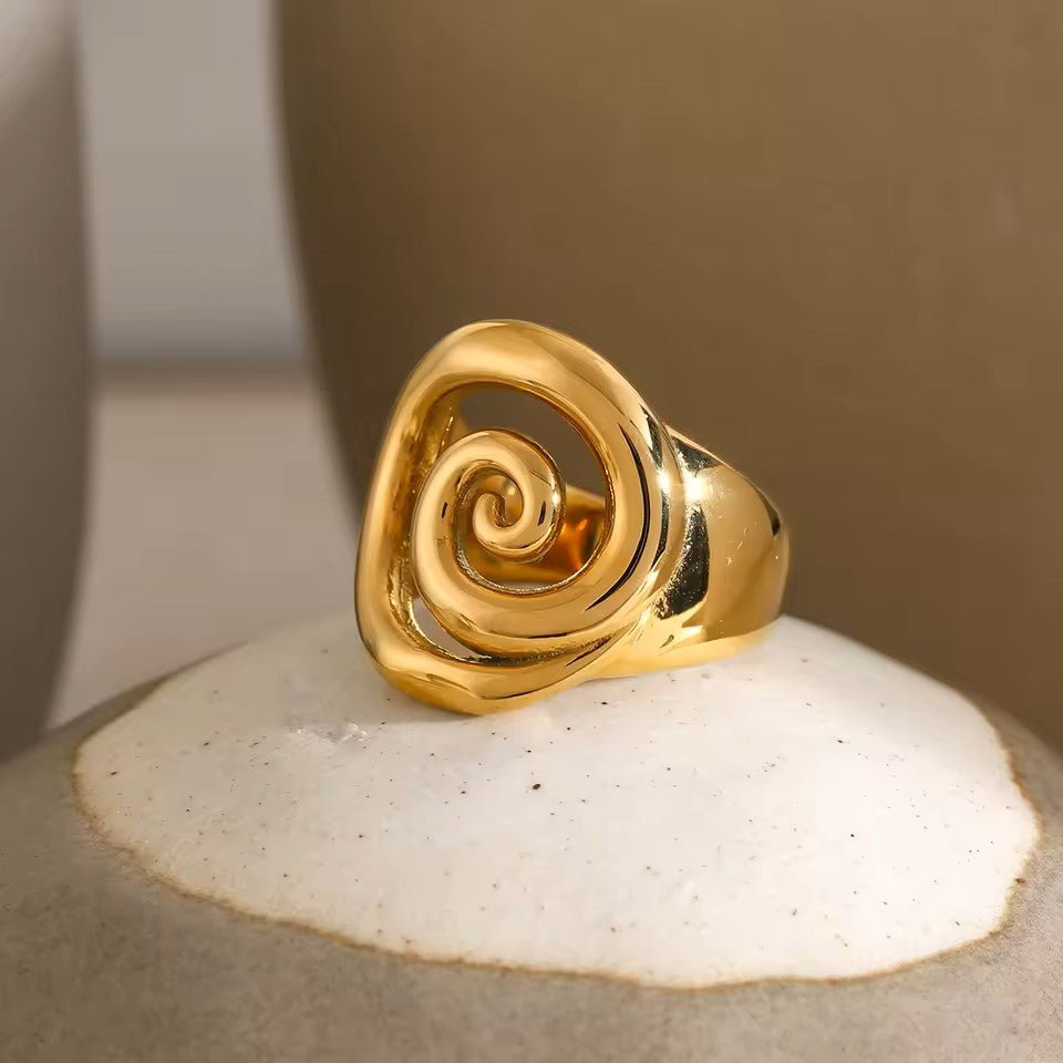 18K Gold Plated Helix Ring - Naked Muse Waterproof Jewellery