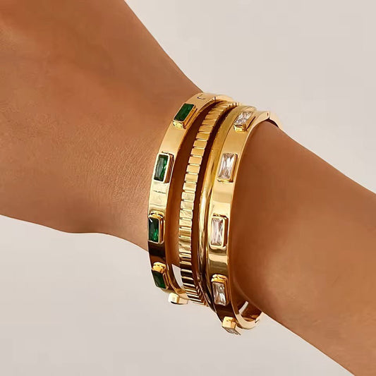 18K Gold Plated Inez Bangle Bracelet - Naked Muse Waterproof Jewellery