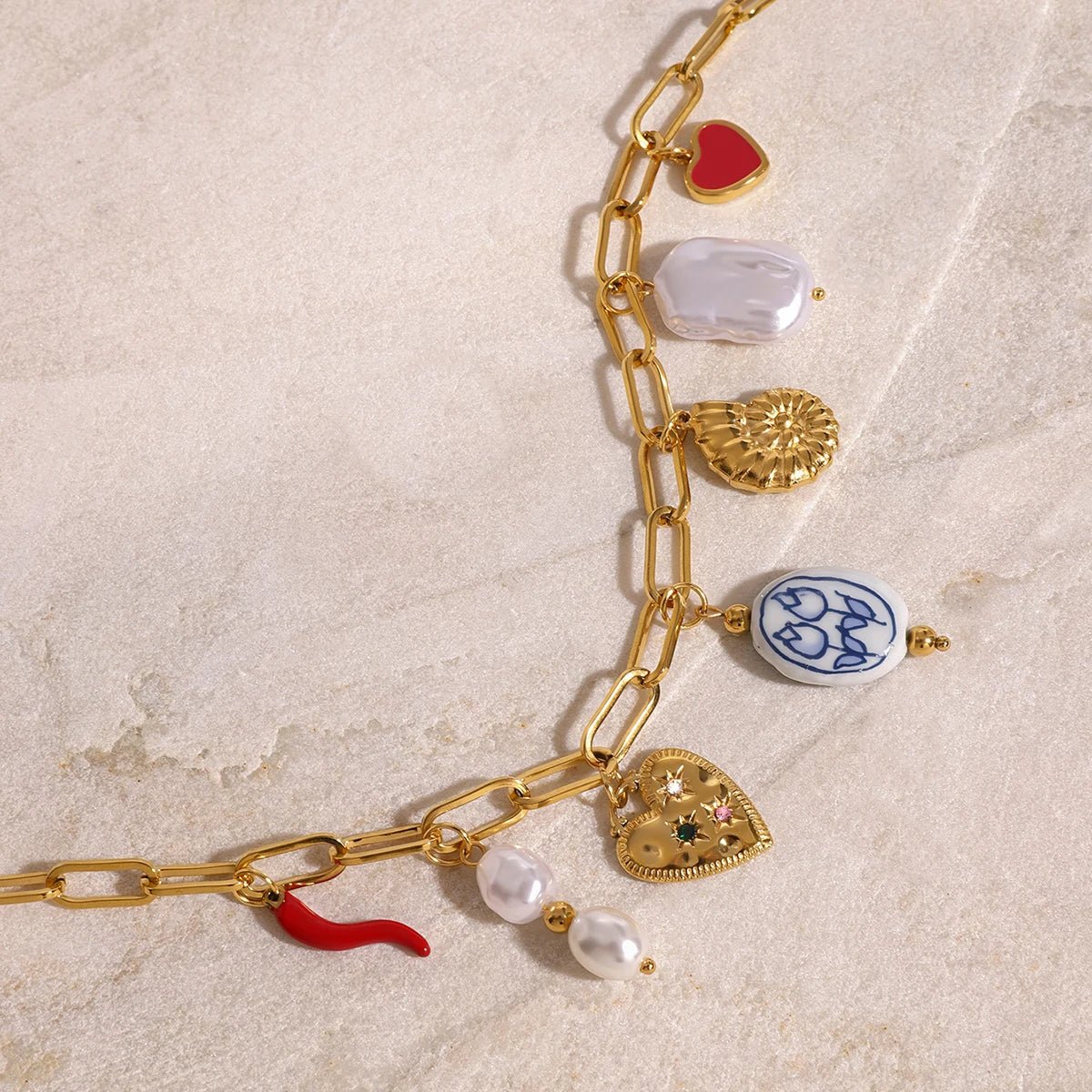 18K Gold Plated Kallos Charm Necklace - Naked Muse Waterproof Jewellery