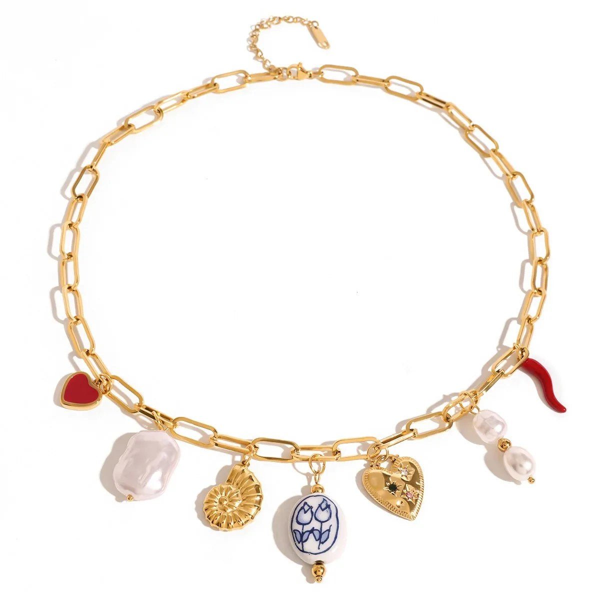 18K Gold Plated Kallos Charm Necklace - Naked Muse Waterproof Jewellery