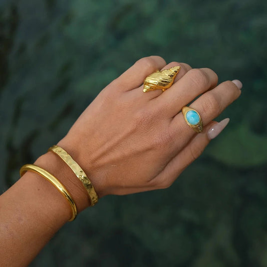 18K Gold Plated Kelyfos Adjustable Ring - Naked Muse Waterproof Jewellery