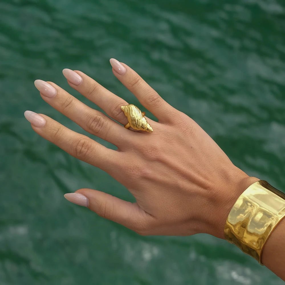 18K Gold Plated Kelyfos Adjustable Ring - Naked Muse Waterproof Jewellery
