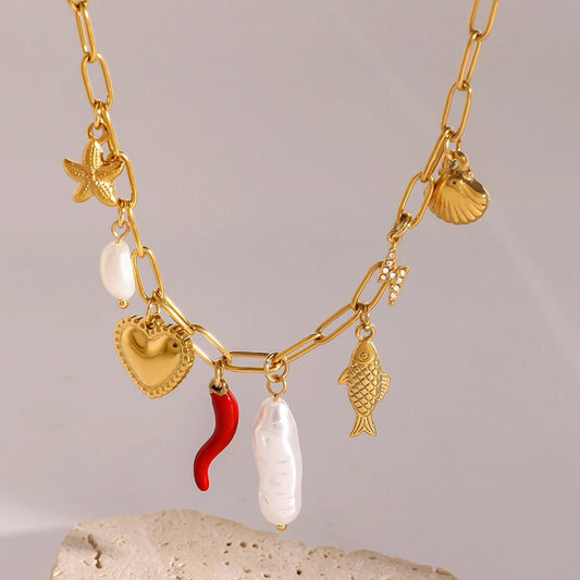 18K Gold Plated Klima Charm Necklace - Naked Muse Waterproof Jewellery