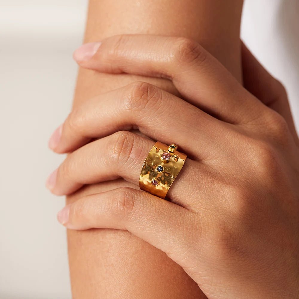 18K Gold Plated Krustallos Ring - Naked Muse Waterproof Jewellery
