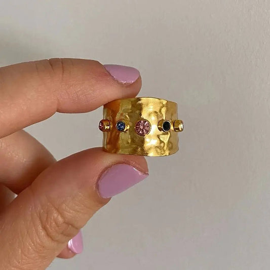 18K Gold Plated Krustallos Ring - Naked Muse Waterproof Jewellery