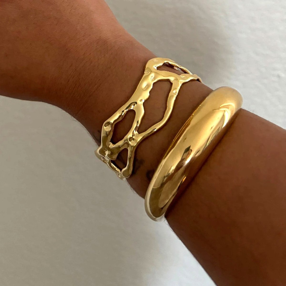 18K Gold Plated Lyra Cuff Bracelet - Naked Muse Waterproof Jewellery