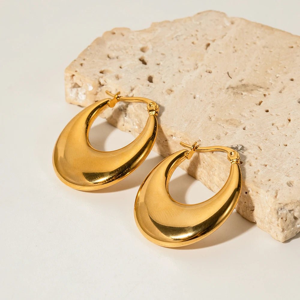 18K Gold Plated Mila Hoop Earrings - Naked Muse Waterproof Jewellery