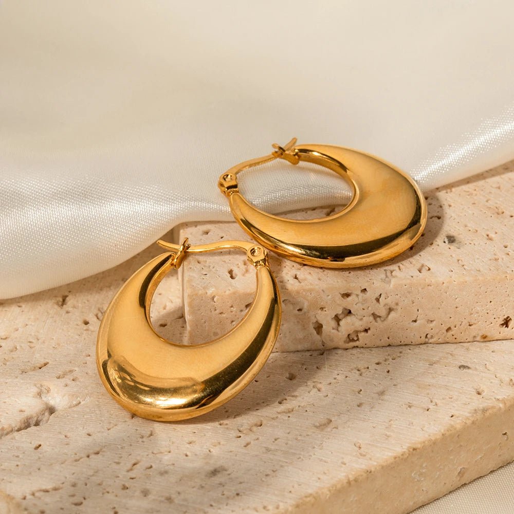 18K Gold Plated Mila Hoop Earrings - Naked Muse Waterproof Jewellery