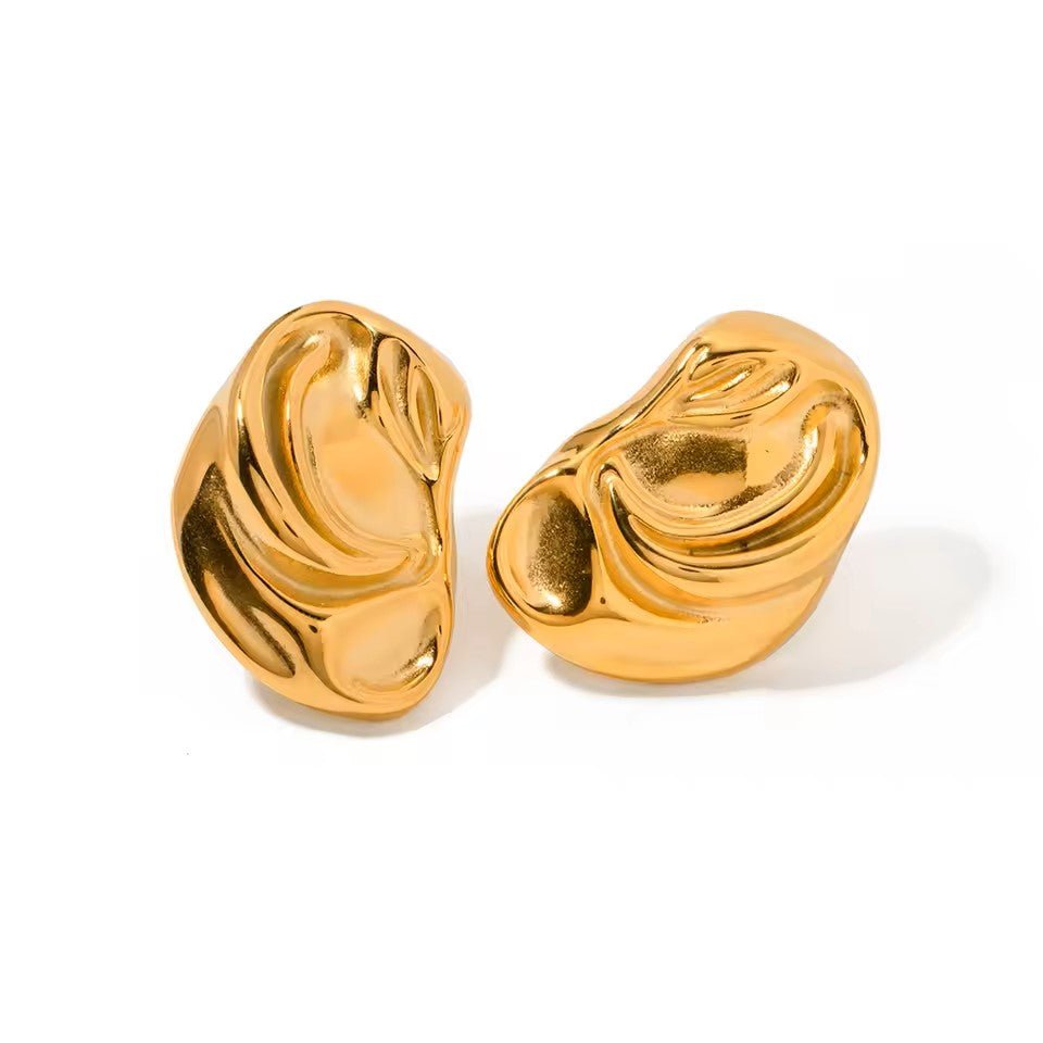 18K Gold Plated Molten Earrings - Naked Muse Waterproof Jewellery