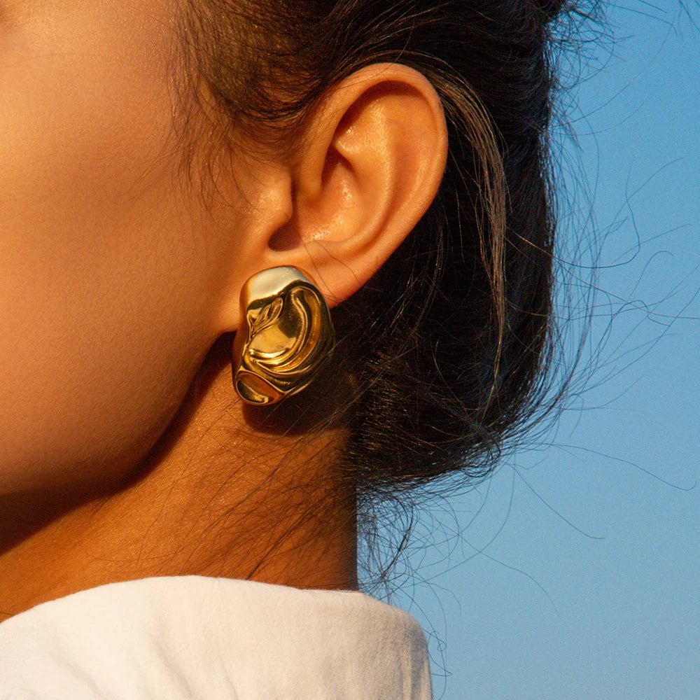 18K Gold Plated Molten Earrings - Naked Muse Waterproof Jewellery