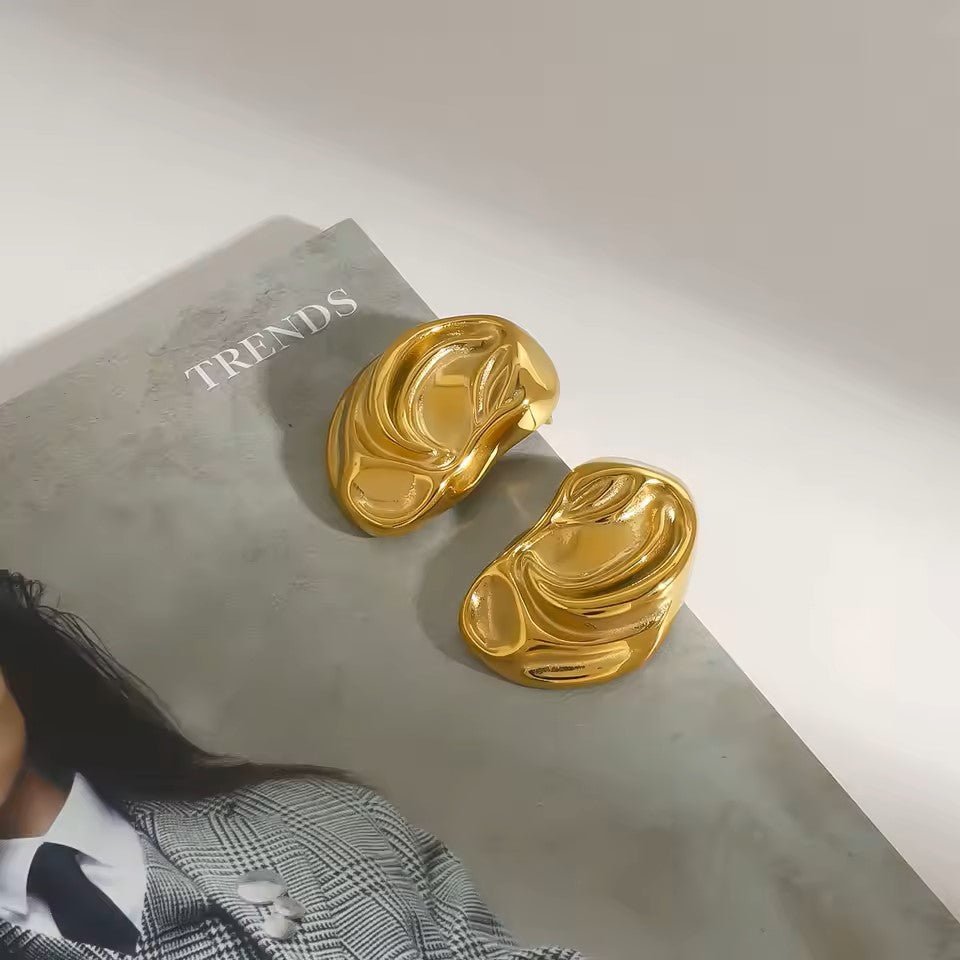 18K Gold Plated Molten Earrings - Naked Muse Waterproof Jewellery