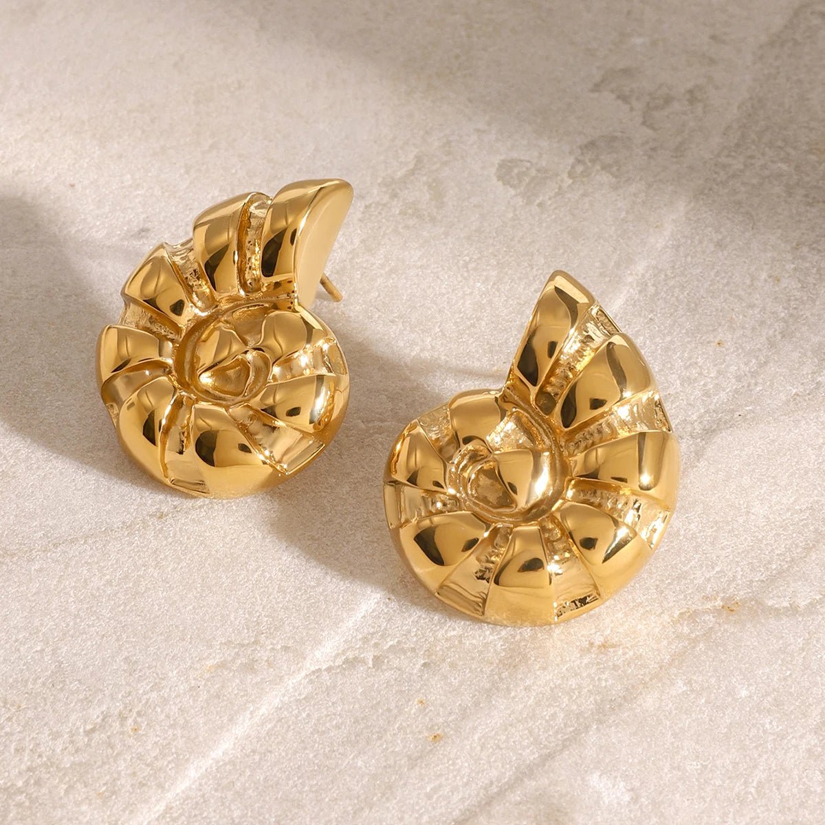 18K Gold Plated Nautilos Earrings - Naked Muse Waterproof Jewellery