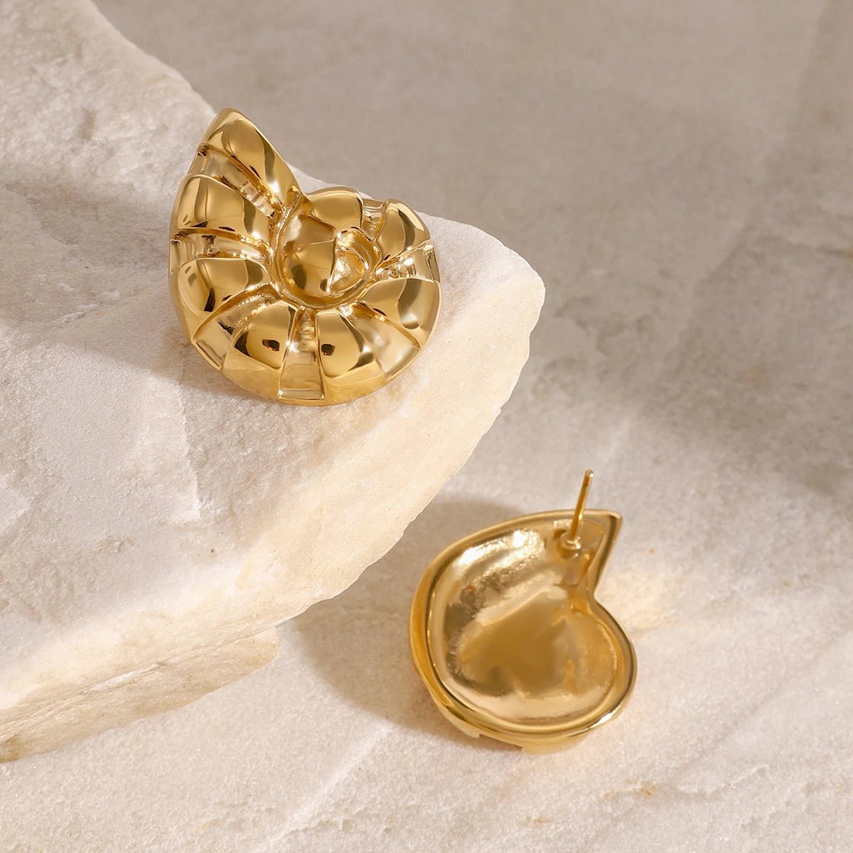 18K Gold Plated Nautilos Earrings - Naked Muse Waterproof Jewellery