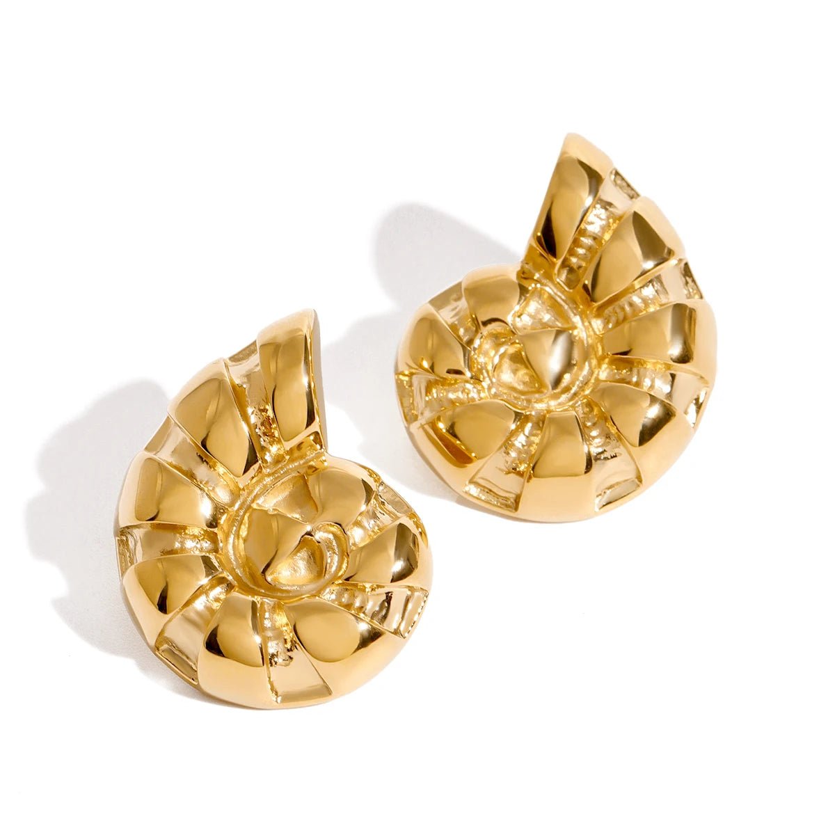 18K Gold Plated Nautilos Earrings - Naked Muse Waterproof Jewellery