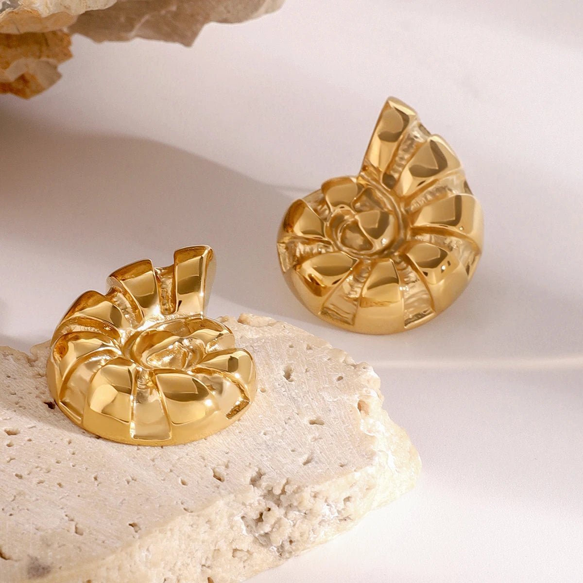 18K Gold Plated Nautilos Earrings - Naked Muse Waterproof Jewellery