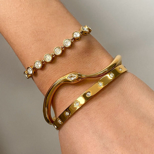 18K Gold Plated Sabrina Bangle Bracelet - Naked Muse Waterproof Jewellery