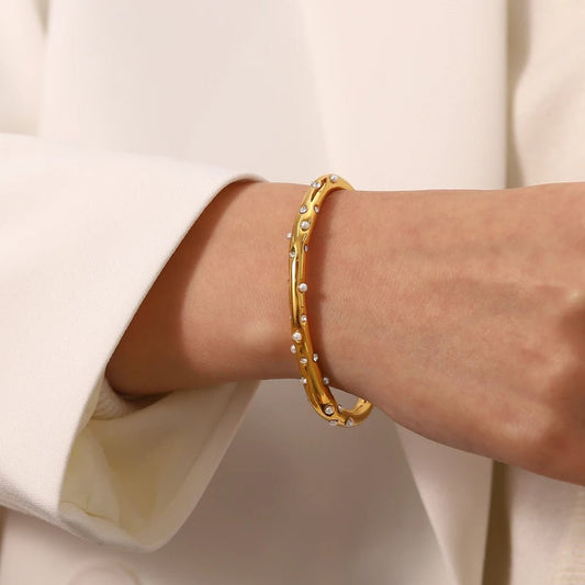 18K Gold Plated Selene Cuff Bracelet - Naked Muse Waterproof Jewellery