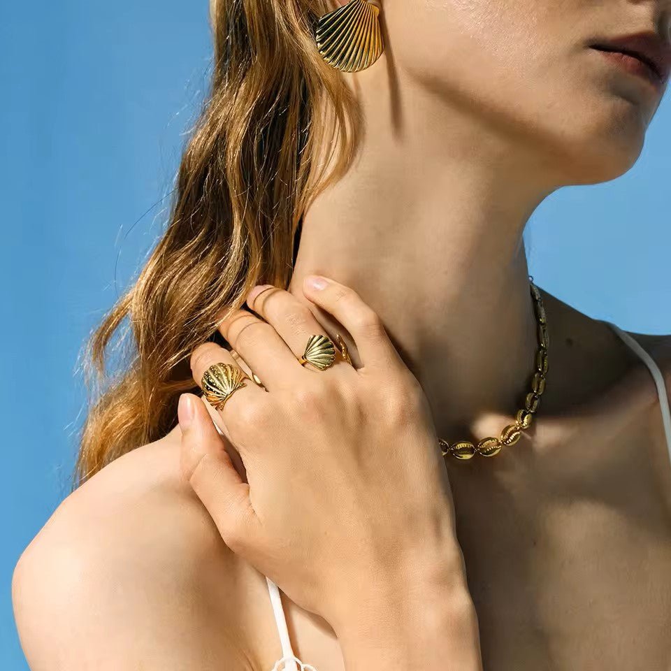 18K Gold Plated Thalassa Ring - Naked Muse Waterproof Jewellery